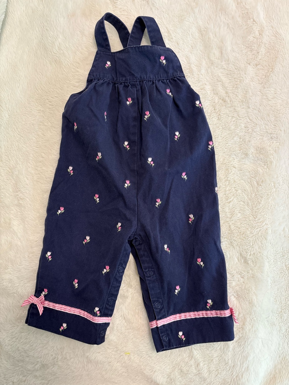 Vintage Gymboree 6-9 month Floral Snap-Front Playsuit with Pink Tulip Embroidery